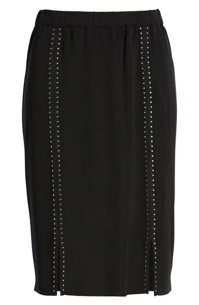 Ming Wang Studded Knit Skirt In Black