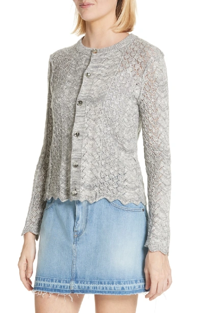 Shop Marc Jacobs Scallop Edge Cashmere & Wool Blend Cardigan In Grey Melange