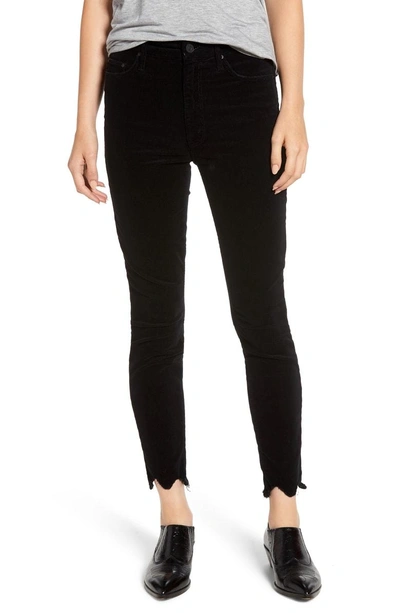 Shop Mother The Looker High Waist Chew Hem Ankle Skinny Jeans In Black