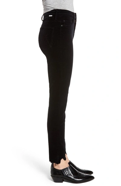 Shop Mother The Looker High Waist Chew Hem Ankle Skinny Jeans In Black