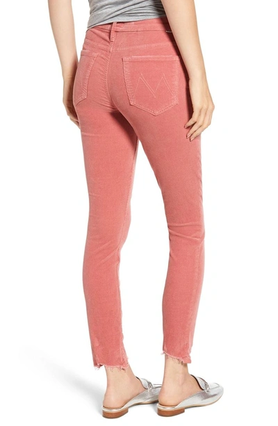 Shop Mother The Looker High Waist Chew Hem Ankle Skinny Jeans In Pink