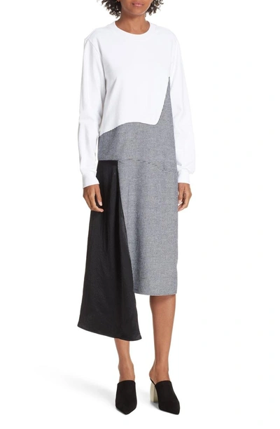 Shop Clu Colorblock Asymmetric Dress In White/ Black