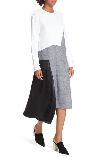 Shop Clu Colorblock Asymmetric Dress In White/ Black