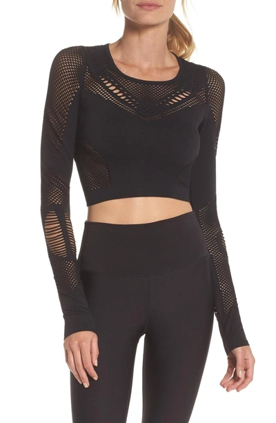 Shop Alo Yoga Siren Long Sleeve Crop Top In Black