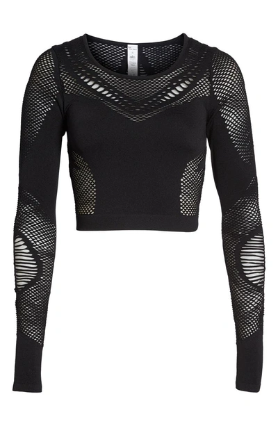 Shop Alo Yoga Siren Long Sleeve Crop Top In Black