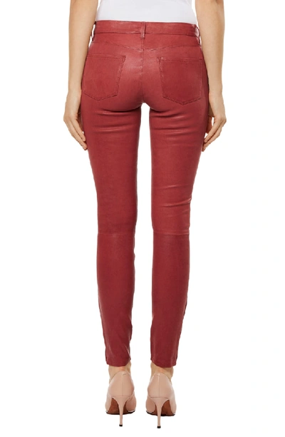 Shop J Brand '8001' Lambskin Leather Pants In Begonia