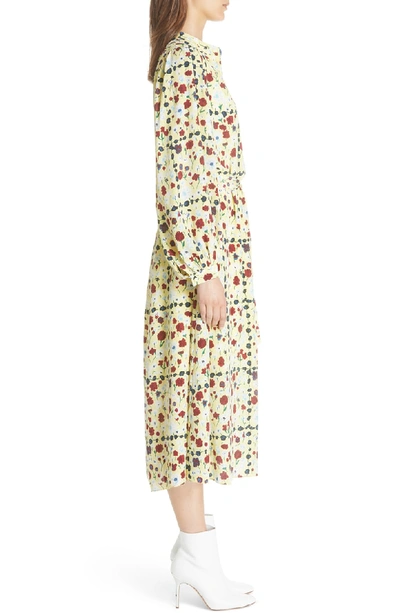 Shop Equipment Floral Silk Midi Dress In Limelight Multi