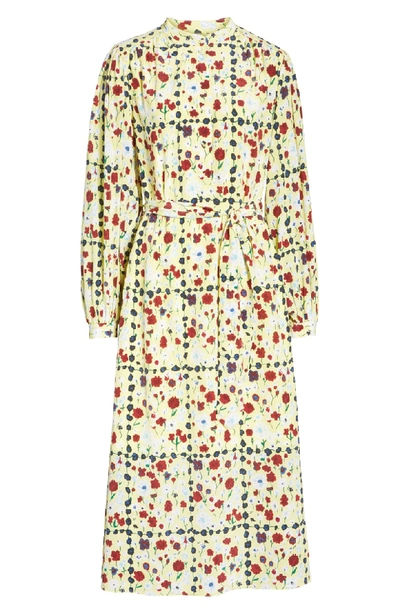 Shop Equipment Floral Silk Midi Dress In Limelight Multi