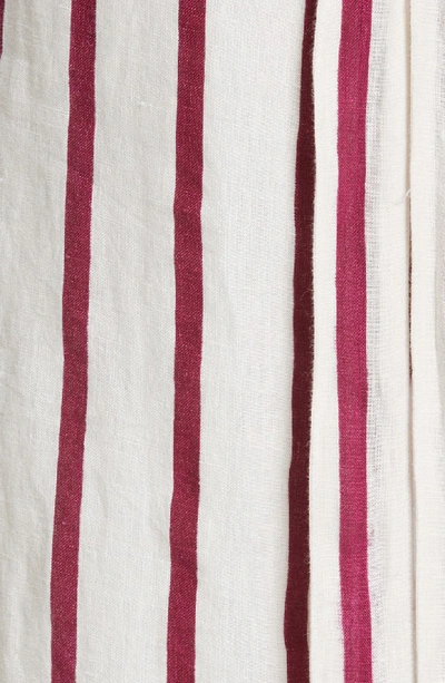 Shop All Things Mochi Lisa Stripe Jumpsuit In Off White/ Burgundy