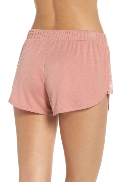 Shop Honeydew Intimates Lace Trim Ribbed Pajama Shorts In Stone Rose