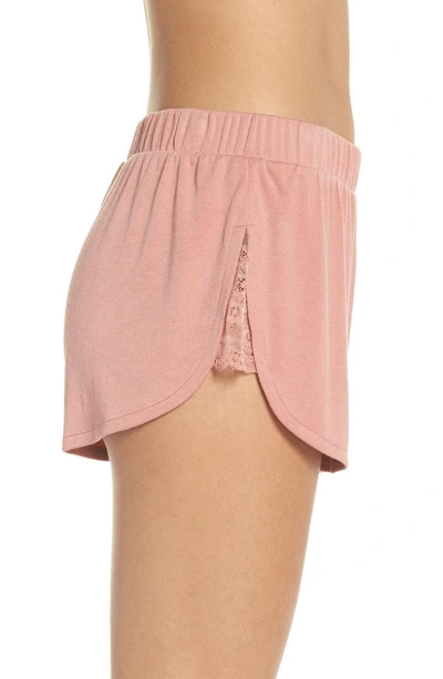 Shop Honeydew Intimates Lace Trim Ribbed Pajama Shorts In Stone Rose