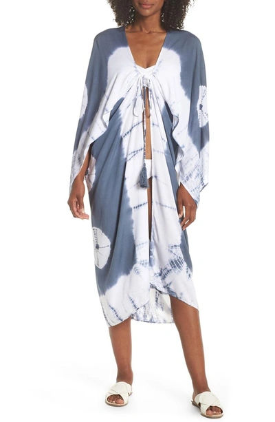 Shop Elan Kimono Cover-up In Blue Bullseye
