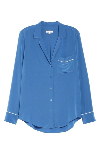 Shop Equipment Keira Piped Silk Shirt In Letterman Blue