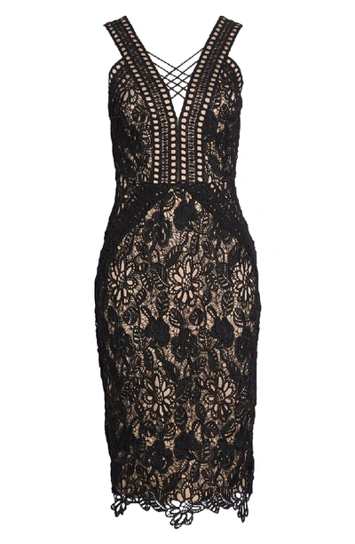 Shop Harlyn V-neck Lace Cocktail Dress In Black/ Nude