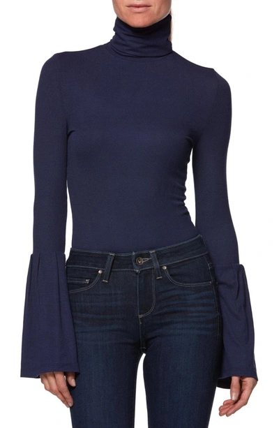 Shop Paige Kenzie Bell Sleeve Turtleneck In Deep Navy