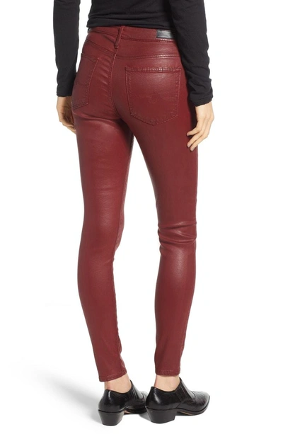 Shop Ag Farrah High Waist Ankle Skinny Jeans In Leatheret Tanic Red