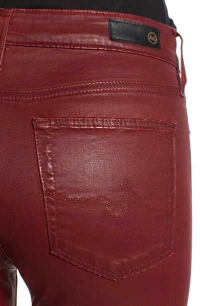 Shop Ag Farrah High Waist Ankle Skinny Jeans In Leatheret Tanic Red