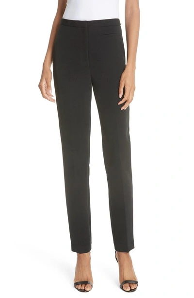 Shop Milly High Waist Stretch Crepe Slim Pants In Black