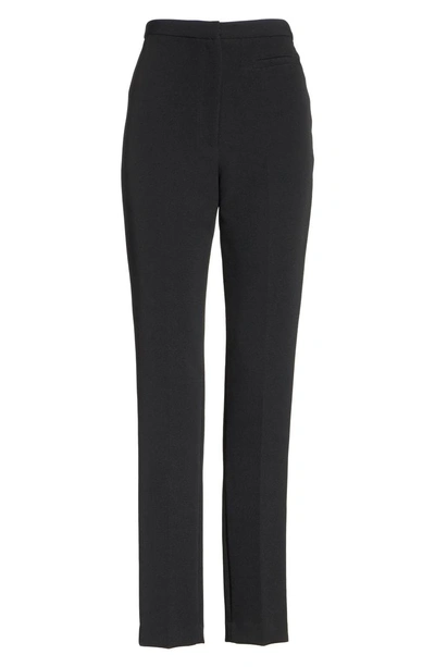 Shop Milly High Waist Stretch Crepe Slim Pants In Black