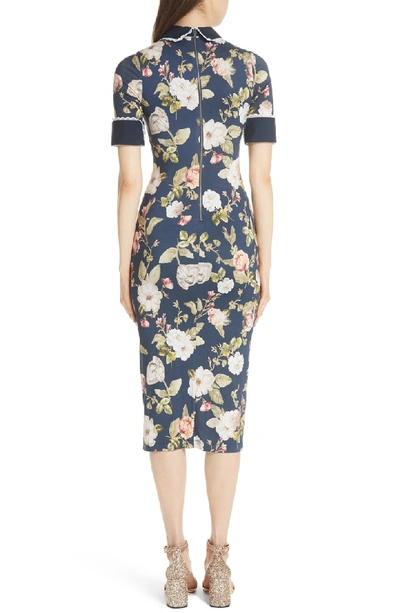 Shop Alice And Olivia Delora Fittted Floral Dress In Hazy Floral/ Sapphire
