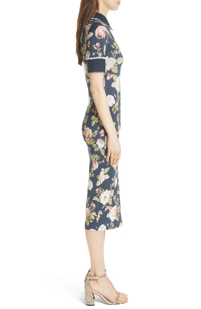 Shop Alice And Olivia Delora Fittted Floral Dress In Hazy Floral/ Sapphire