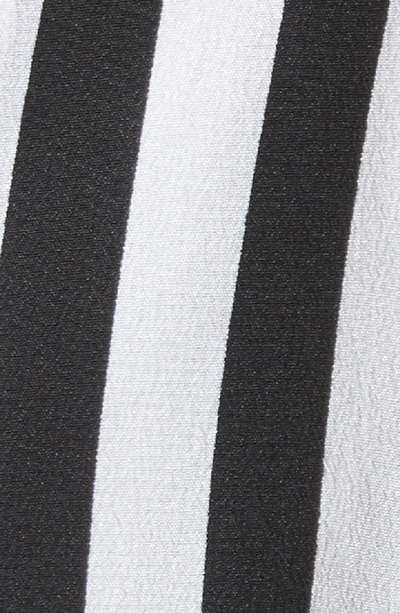 Shop L Agence Alex Stripe Silk Paperbag Shorts In Black/ White