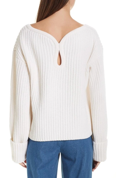 Shop Hellessy Keyhole Shoulder Merino Wool Sweater In Ecru