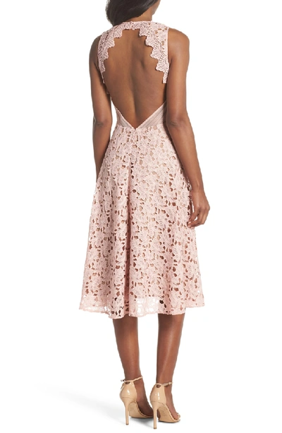 Shop Sau Lee Ashley Guipure Lace Fit & Flare Dress In Pink