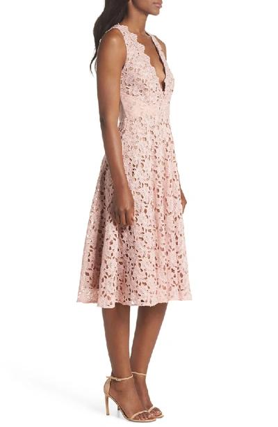 Shop Sau Lee Ashley Guipure Lace Fit & Flare Dress In Pink