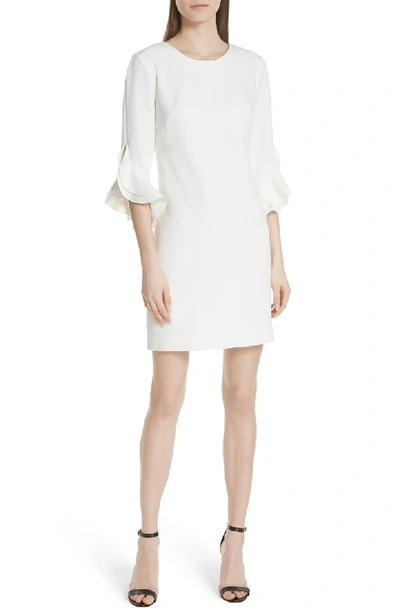 Shop Milly Italian Cady Fernanda Tulip Sleeve Dress In White