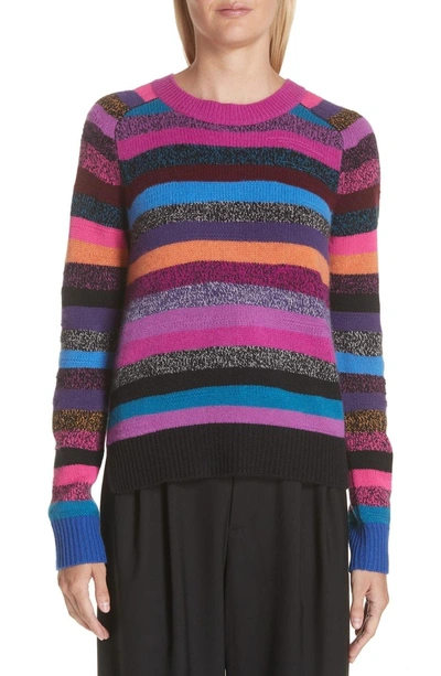 Shop Marc Jacobs Tie Back Stripe Cashmere Sweater In Pink Multi