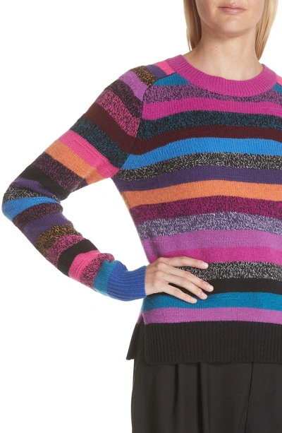 Shop Marc Jacobs Tie Back Stripe Cashmere Sweater In Pink Multi