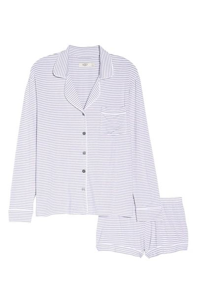 Shop Ugg Nya Short Pajamas In Lavender Aura / White Stripe