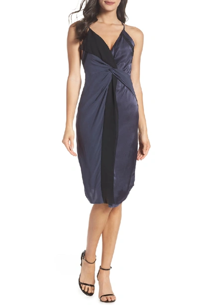 Shop Harlyn Twist Front Cocktail Dress In Black/ Navy