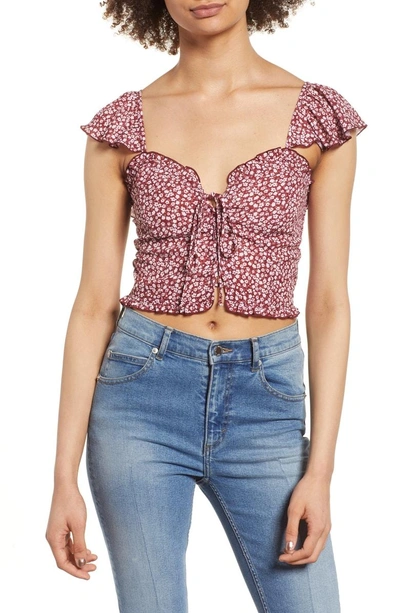 Shop Band Of Gypsies Lace-up Crop Top In Ditsy Floral