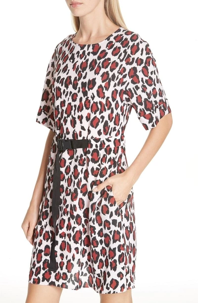 Shop Kenzo Animal Print Belted Dress In Pink