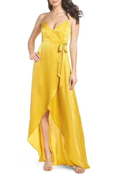 Shop Show Me Your Mumu Mariah Wrap Maxi Dress In Honey Gold Sheen