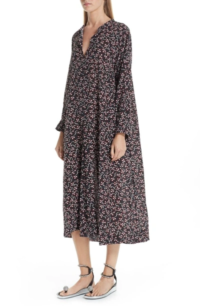 Shop Isabel Marant Lympia Floral Print Silk Dress In Black