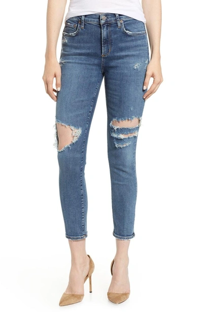 Shop Agolde Sophie Ripped High Waist Crop Jeans In Spite