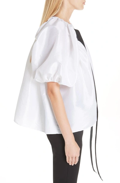 Shop Cecilie Bahnsen Christine Puff Sleeve Satin Blouse In White