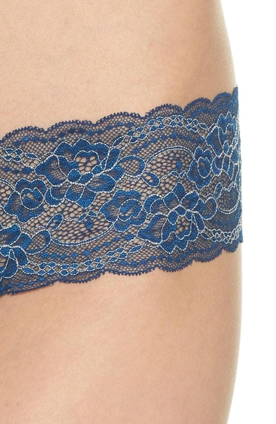 Shop Skarlett Blue 'obsessed' Lace Thong In Aqua Marine/ Sea Shell