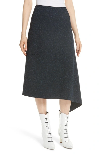 Shop Tibi Eclipse Origami Pique Skirt In Black/ Blue Multi
