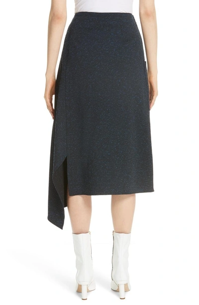 Shop Tibi Eclipse Origami Pique Skirt In Black/ Blue Multi