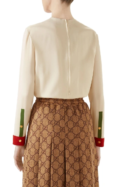 Shop Gucci Trompe L'oeil Silk Shirt In Almond Flower