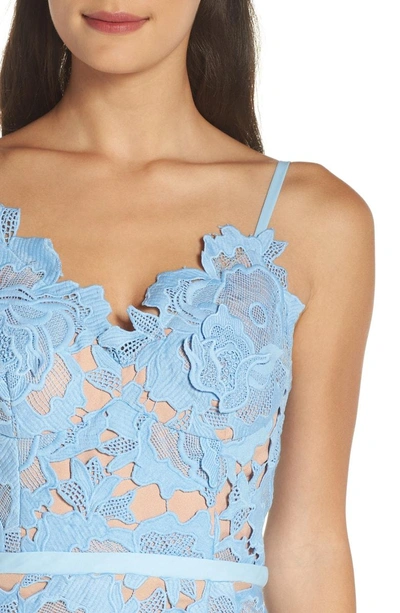Shop Jarlo Jayla 3d Lace Tea Length Gown In Blue