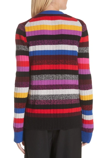 Shop Marc Jacobs Tie Neck Stripe Cashmere Cardigan In Red Multi