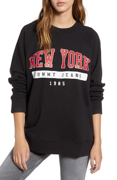 Shop Tommy Jeans Oversize New York Sweatshirt In Tommy Black