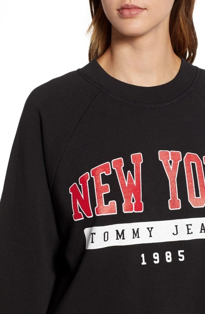 Shop Tommy Jeans Oversize New York Sweatshirt In Tommy Black