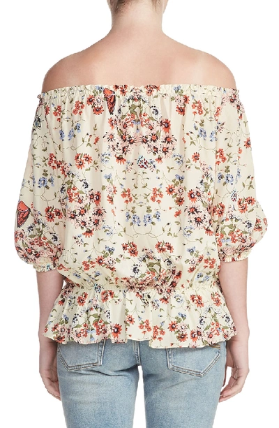 Shop Maje Lucky Floral Silk Top In Imprime