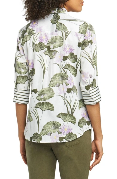 Shop Foxcroft Mary Water Lily Combo Print Shirt In Multi